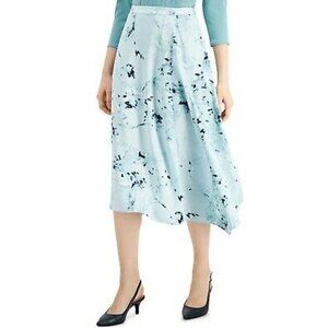 ALFANI Skirt Impression Wisp Printed Floral Asymmetrical A-Line Blue Size 14